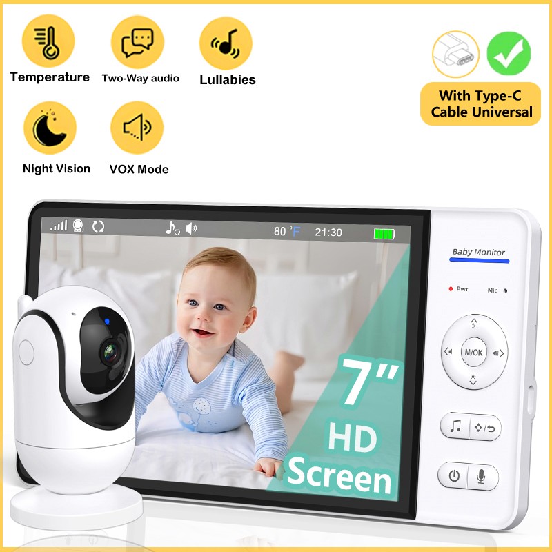 Home Cinema Wireless - Kein WiFi 7 Zoll Babyphone 2-Wege-Audio